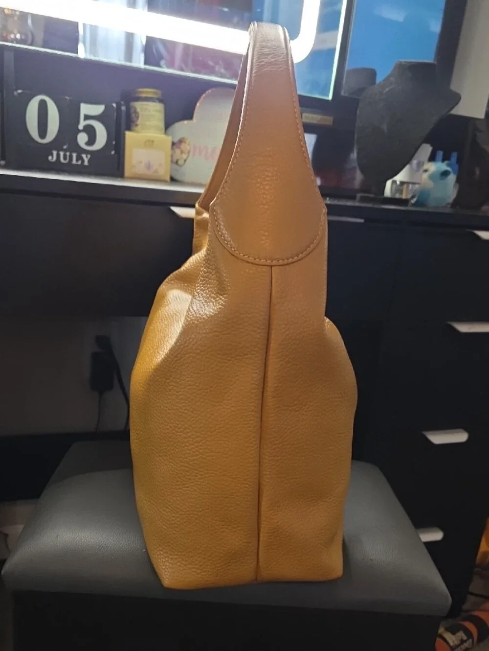 Dooney & Bourke Mustard Pebbled Leather Hobo Bag